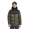 Li Ning Fitness Series Color Block Warm Hooded Down Jacket Men Outerwear Military-Green Black AYMU561-8