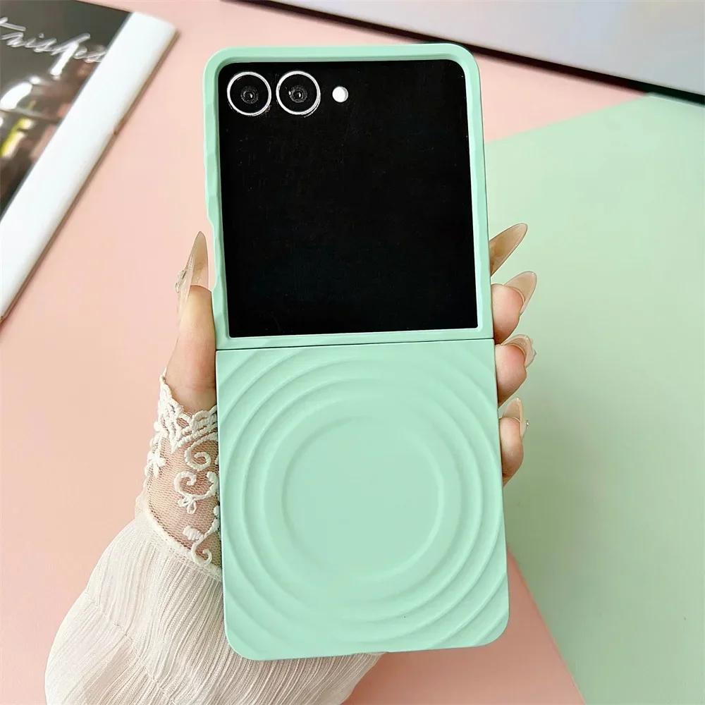 Phone Case for Samsung Galaxy Z Flip 7 fe 6 5 Flip7 Flip6 Flip5 5G Hard PC Protective Cover Ripple for Magsafe Magnetic