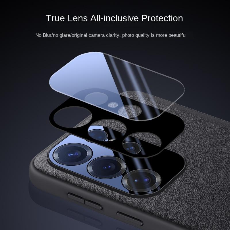 For Samsung Galaxy S25 25 Plus S25 Ultra Leather Metal Lens Integrated Air Cushion Anti-Drop Anti-Fingerprint Phone Case