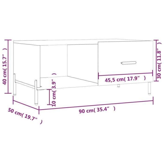 VidaXL Table basse Blanc brillant 90x50x40 cm Bois d'ingénierie 829222