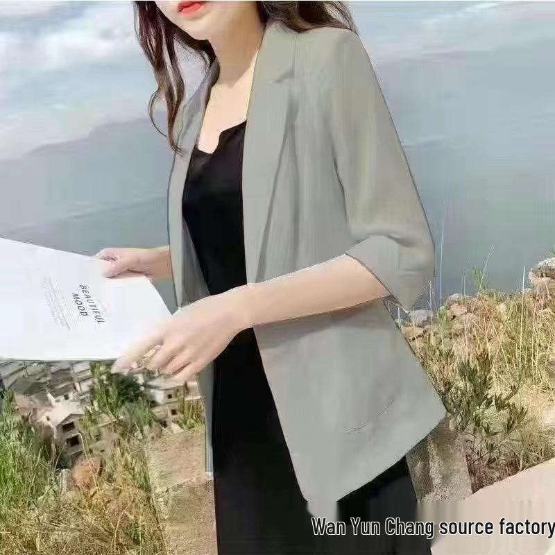 Leichter Damen-Leinenblazer: 2025 Koreanischer Stil, Professionell, Kurz, Vielseitige Sommer-Sonnenschutzjacke