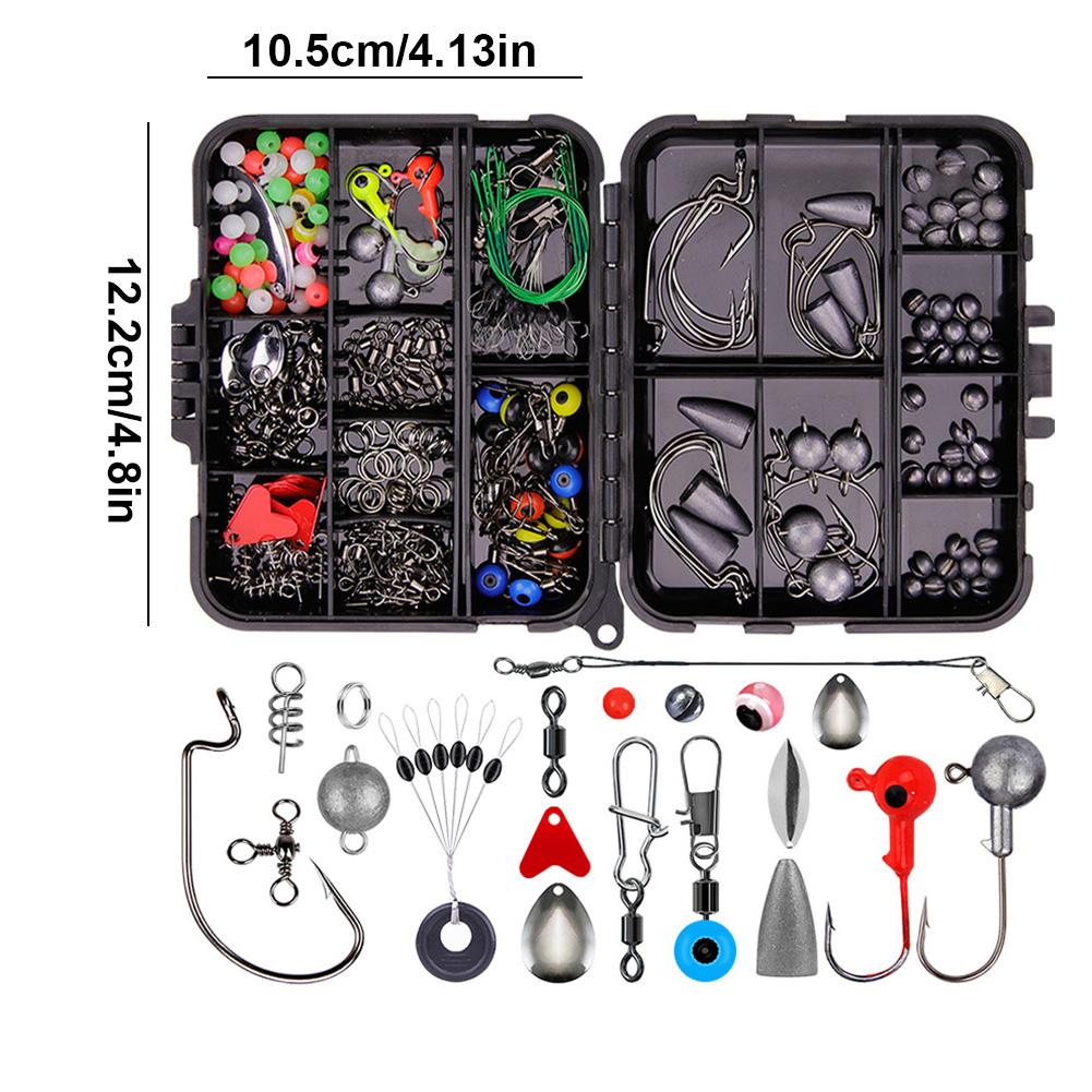 257-teiliges Angelwerkzeug-Zubehör-Kit-Set einschließlich Jig-Haken, Blei, Wirbel, Einhänger, Outdoor-Angelzubehör-Set
