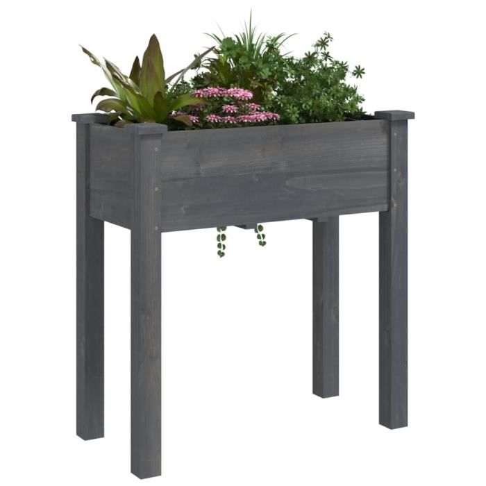 VidaXL Planter with Lining Grey 71x37x76 Cm Solid Fir Wood 364232