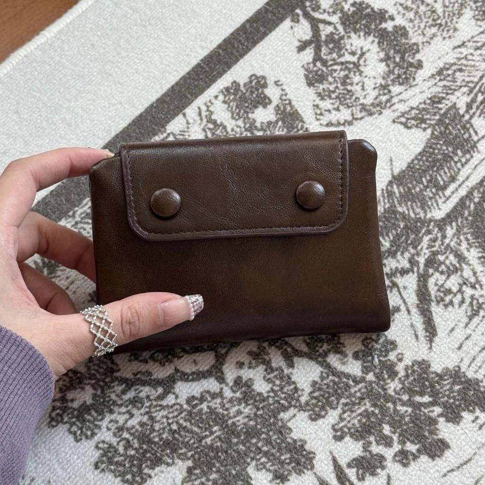 New Korean Retro Women Wallets Short Zipper Multi-Card Money Bag Soft PU Leather Business Card Case Card Bag Pouch