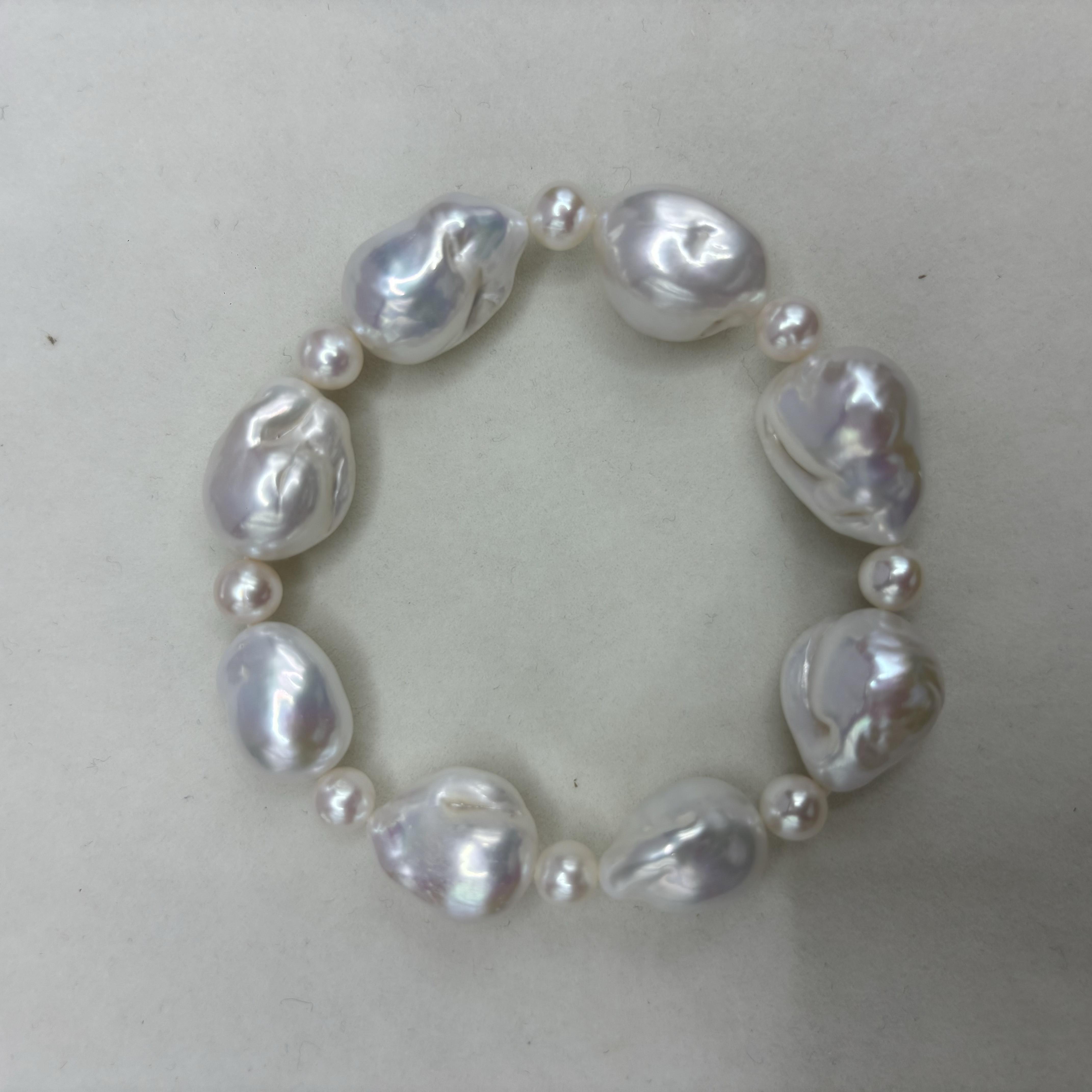 High Quality White Color Baroque Pearl 7inch Size 100% Natural Freshwater Pearl Bracelet 7inch