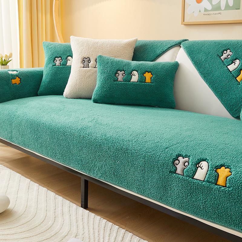 Winter Thickened Lambswool Sofa Cushions, Thickened Plush Cushions, New Sofa Covers