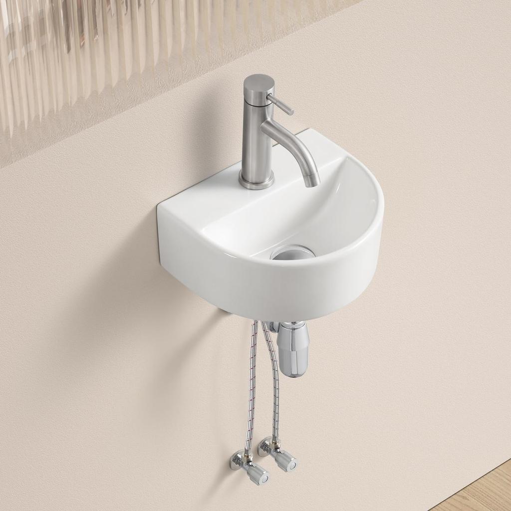 Mixing Faucet Hand Wash Wall Stylish Wash Bowl Small Wash Mini Wash Hand Wash Wall Hand Wash Semicircular [JOMOWN Included] Basin, Mounted, Set, Bowl,