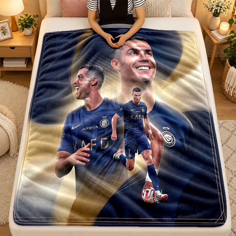 Koc Flanelowy Cristiano Ronaldo Ciepły Miękki Koc Rzutowy do Użytku Wewnętrznego Sofa Łóżko Salon