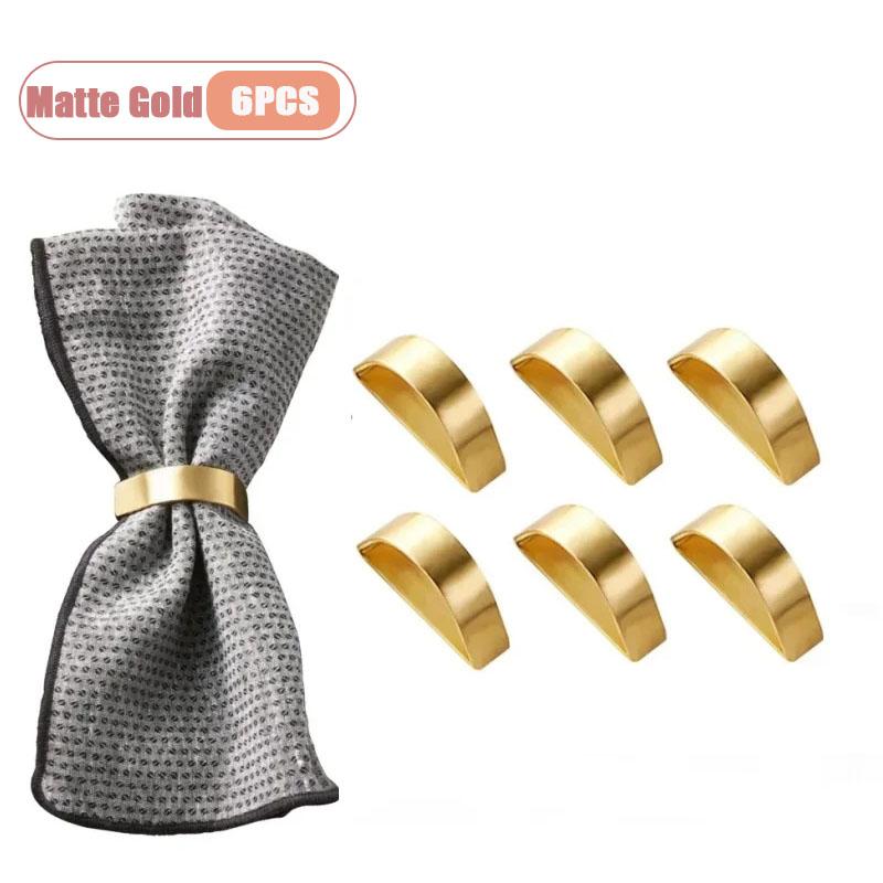 D Shape Design Polished Half Circle Napkin Ring Creative Napkin Clip Matte Gold Holder Fine Dining Tableware Decor