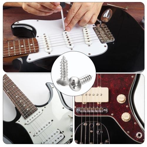 uxcell 25-Piece Set of 3mm Electric Guitar Bass Pickguard Screws for SQ, ST, and TL Guitars, Silver