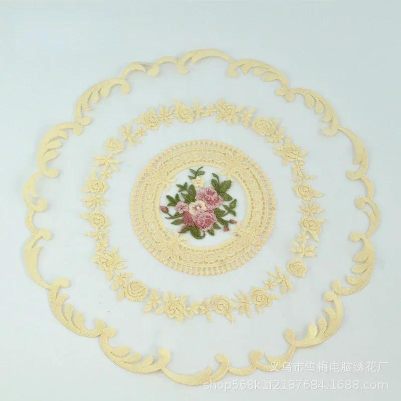 Față de masă din dantelă rotundă elegantă, acoperiș de cafea, șervețel, decorație de nuntă, pentru petrecere.