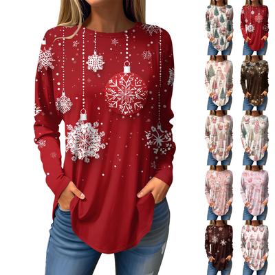 T-Shirts für Damen, Herbst, lässige Langarmshirts, Sweatshirt, Vintage-Grafikdruck, Top, Pullover, Valentinstag