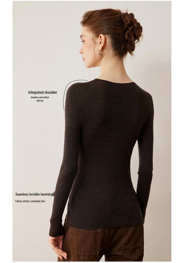2025 Autumn New Arrival: Korean Style Slim Fit Ladies' Striped Wool Sweater with Round Neck
