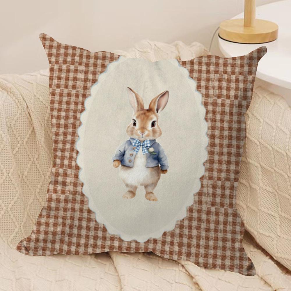 Easter Classic Cute Bunny Cushion Cover Soft Plush Pillow Cover DoubleSided Printed Sofa Cushion Summer Home Decor Gift