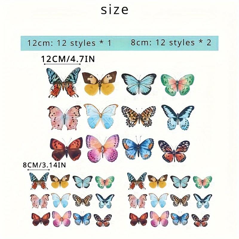72Pcs Lifelike Butterfly Decorations Set Watercolor Wings for Wedding Party Photo Booth Props Home Room Decor Bridal Wreath Diy