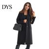 Women Jacket Woolen Turn-down Collar Solid Color Single-breasted Coat Mid Length Thermal Long Sleeved Commuting Dating Spring Fall Winter Overcoat