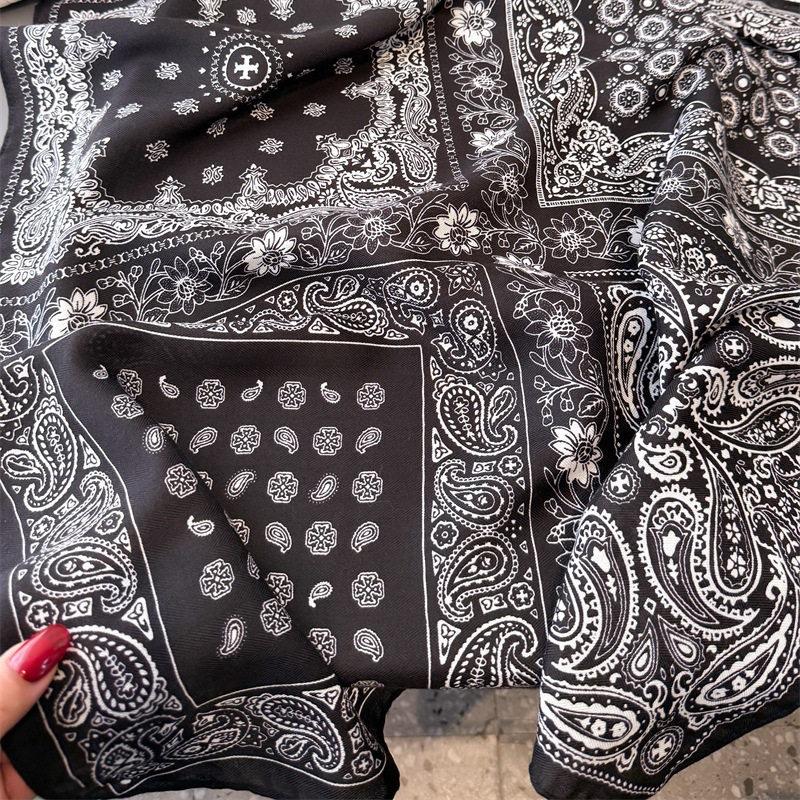 Old Money Wind Cashew Flower Cotton Brown Small Square Scarf Silk Scarf Scarf Shirt Shawl Hair Band Belt Scarf