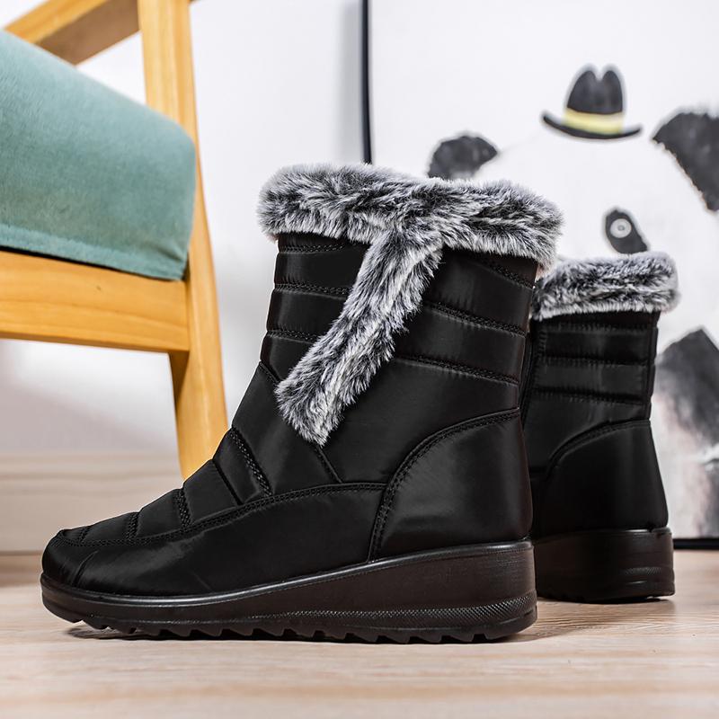 Waterproof Platform Snow Boots for Women Faux Fur Short Plush Ankle Boots Woman Plus Size Non-Slip Winter Shoes Female 44