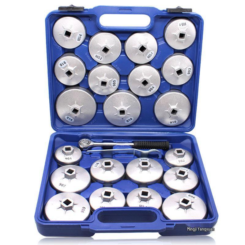 23-Piece Aluminum Cap Oil Filter Wrench Set for Car Maintenance