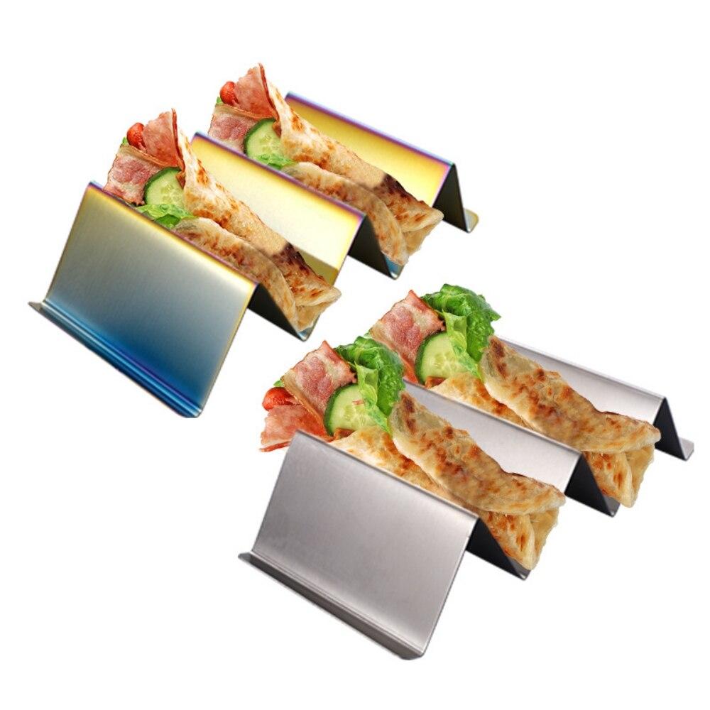 Taco Holder Stainless Steel Burritos Tray with Handles, Each Holding 2 Or 3 Tacos Can Be Used for Baking, Dishwasher And Grilling