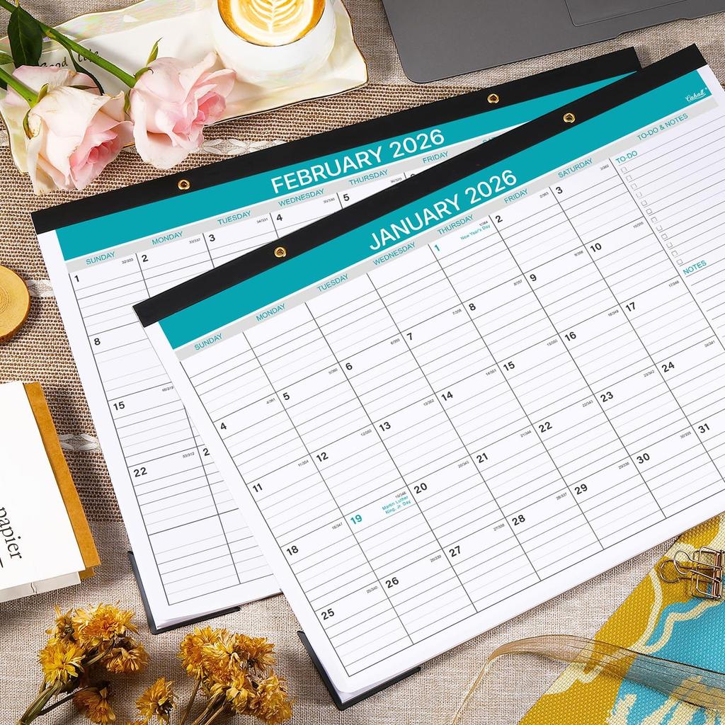2026 Desk Calendar - 2026 Calendar from January to December 2026, 12 Monthly Calendar 2026 with Ruled Blocks for Planning, 14.6'' x 11.5''