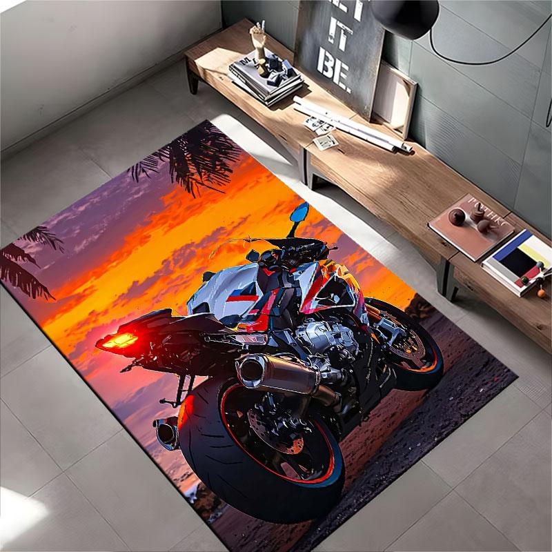 Sport Motorcycle Sunset Design Suitable As a Non-slip Mat for the Living Room or Bedroom Sofa