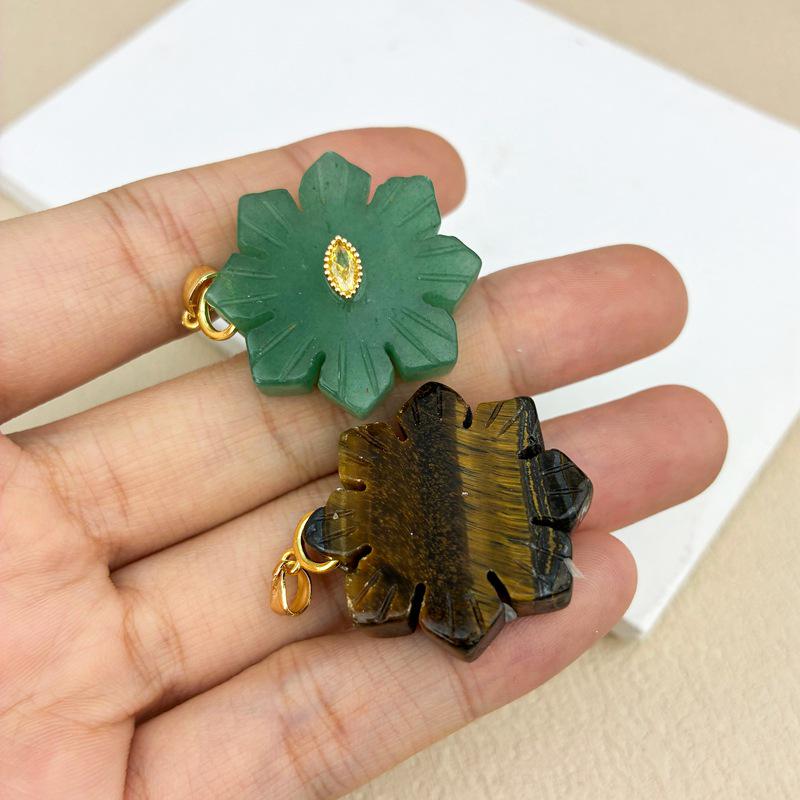 Natural Rose Quartz Crystal & Snowflake Pendant Necklace with Lapis Lazuli