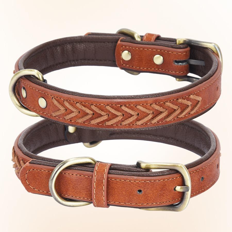 

Woven Leather Pet Collar PU Dog Neck Collar Small Dog Out on Track Dog Rope Collar S коричневый