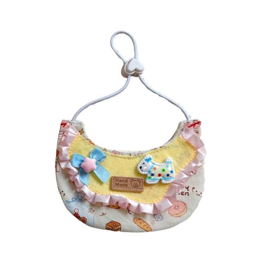 

Pet Bib Adjustable Elastic Cord Cat Bandana with Cartoon Pattern Printed Breathable Cat Collar for Small to Medium Pets S