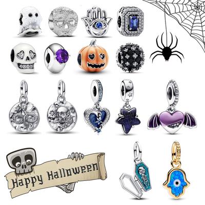 Happy Halloween Copper Pumpkin Skeleton Snake Spider Devil'S Eye Pendant Fit Diy Bracelet Necklace Festival Gifts