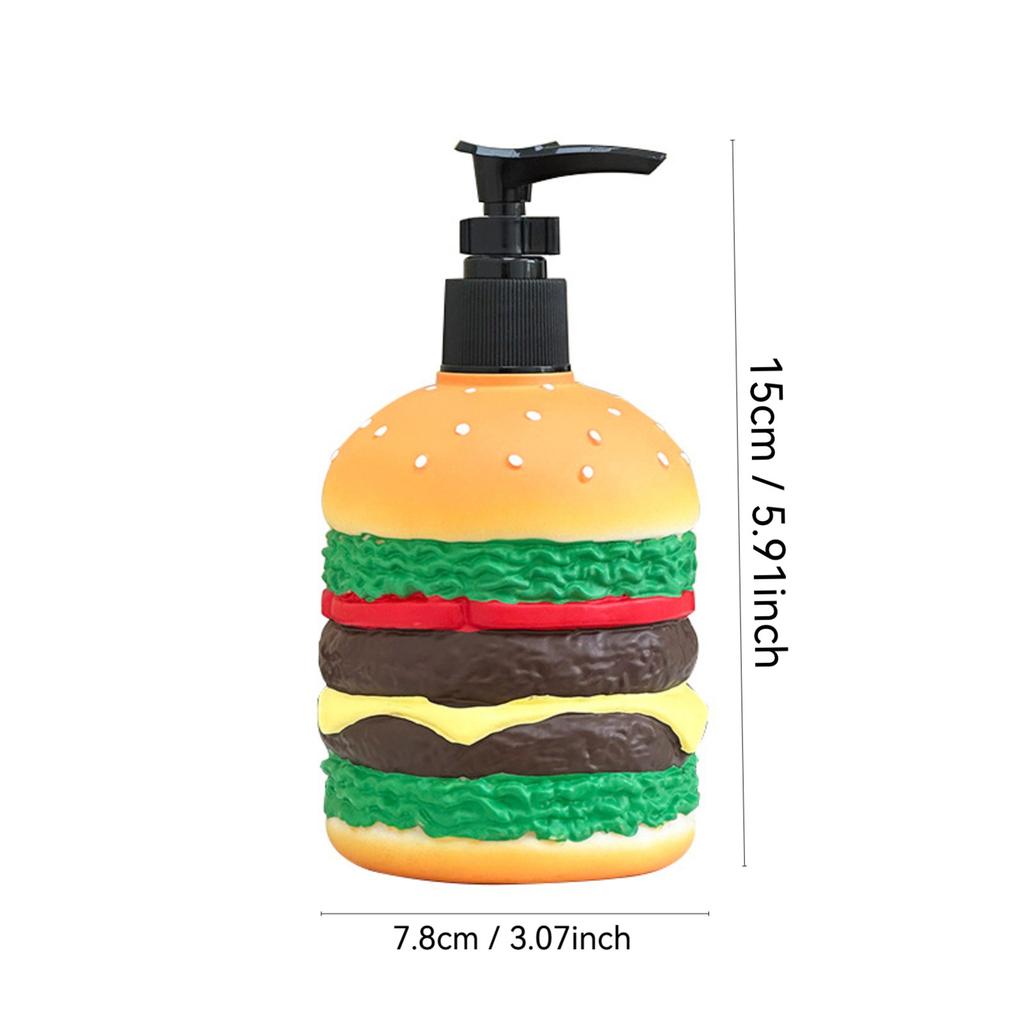 Cute Hamburger Shaped Soap Dispenser - Manual Press Refillable Hand Soap Bottle,Shampoo Split Bottle,Funny Home Decoration