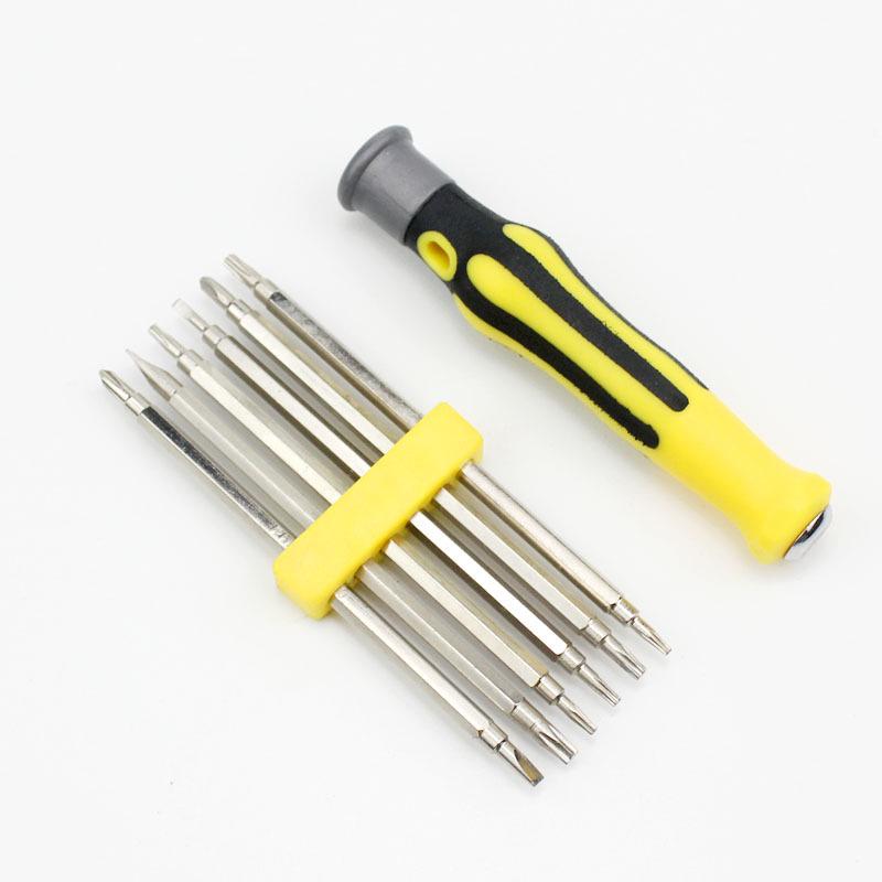 6-in-1 Multi-purpose Magnetic Screwdriver Set with Cross, Flat, Y-Type, Plum Blossom, Hexagonal, and U-Type Bits