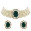 18k Gold Plated Latest Stylish Fancy Choker Traditional Pearl Necklace Jewellery Set for Women