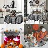 Halloween Mantelpiece Decoration Tablecloth, Black Lace Spider Web Table Cover, Spooky Gothic Tablecloth Set Lamp Shade for Masquerade, Party, Dinner