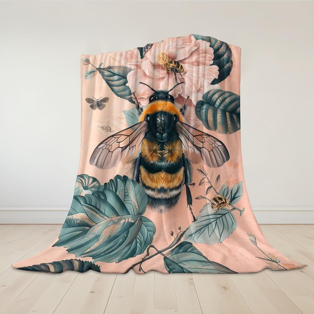 Bumblebee & Bloom Flannel Blanket Warm Soft Halloween Christmas Couch Warm Cozy Decorative Decor Gift for All Season