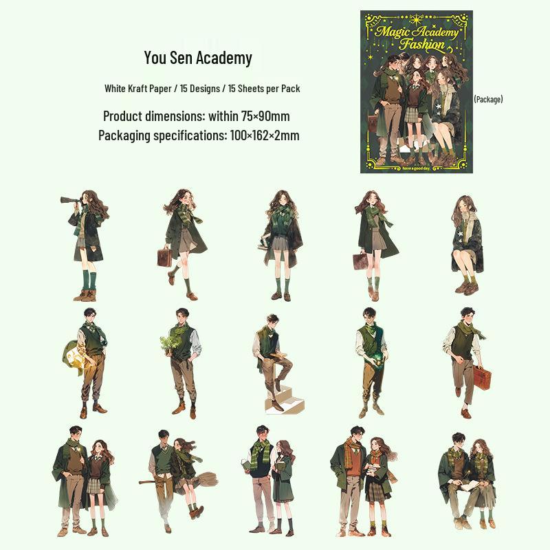 European Retro Magic Academy Fashion Journal Stickers: 6 Unique Styles