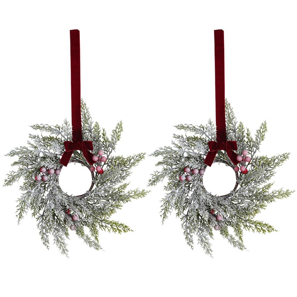 Simulated Pine Needles Red Berries Christmas Wreath Venue Layout Props Cabinet Windows Door Hanging Decorations