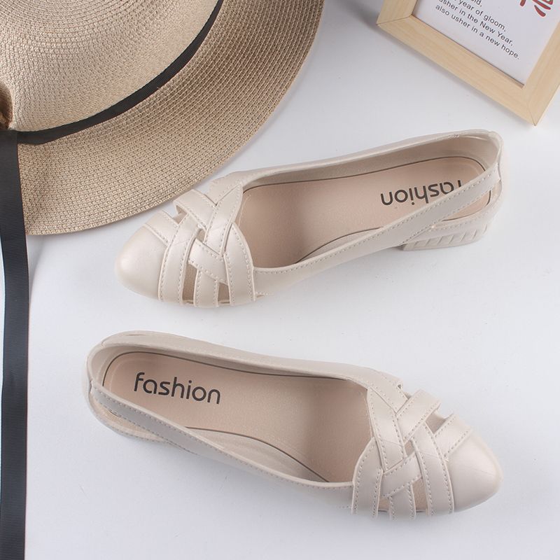 Zapatillas Baotou Moda Mujer Verano Hogar Antideslizantes Boca de Pez Sandalias de Cuña Mamá Zapatos de Mujer