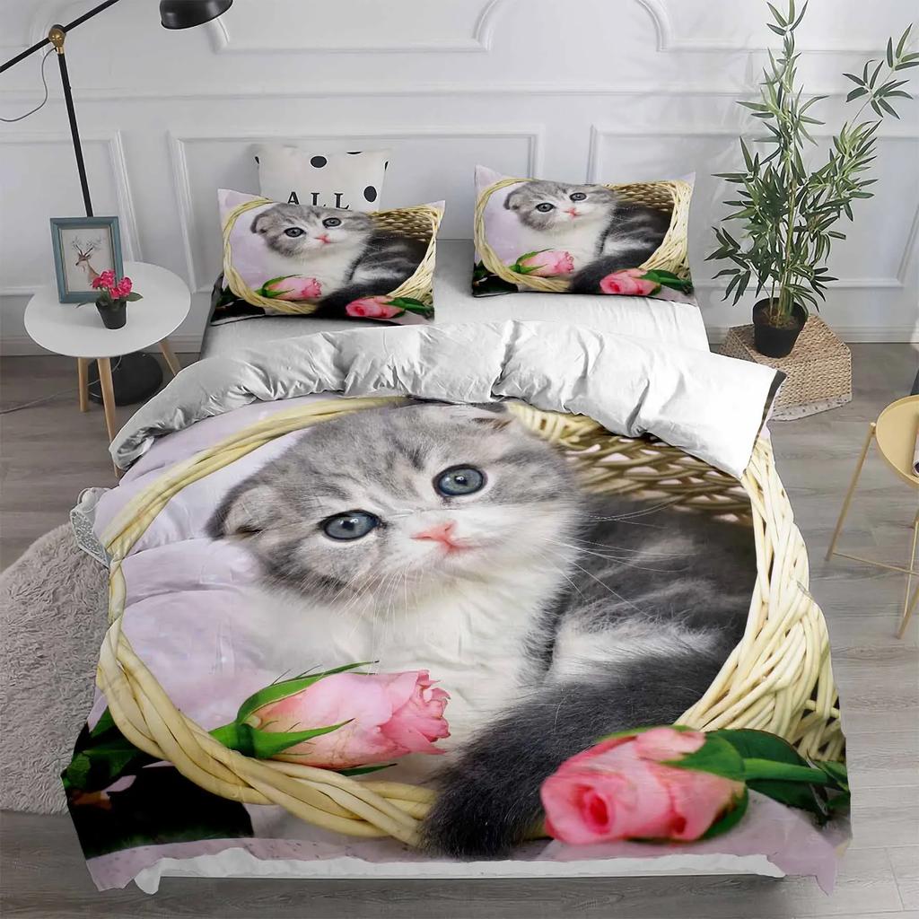 Carton Pet Cat Beding Set Adult Peoples Children Winter Soft Duvet Cover Sets Children Kids,twin Ful Quen King Bedrom Set Home House De Couete
