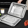 Stainless Steel Barbecue Tea Storage Serving Trays Rectangle Steamed Rice Sausage Plate Grill Meat Restaurant Metal Utensils 1Pc