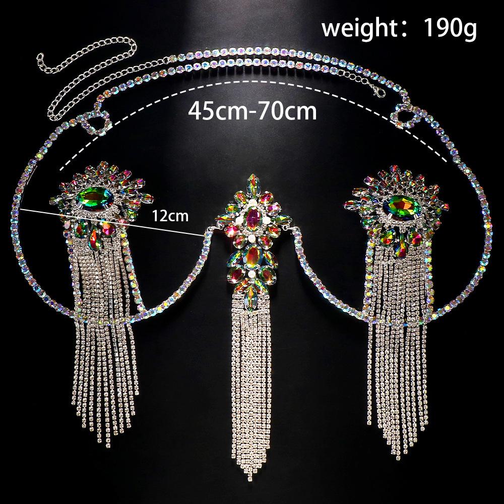 Strassfransen Körperkette Taillenkette Nachtclub Bikini BH Damen Körperkette