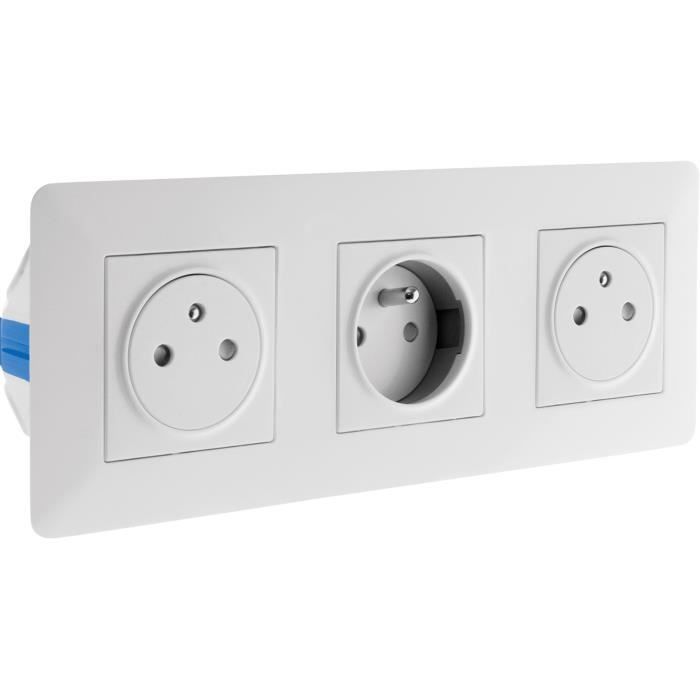 Triple prise affleurante artezo 2p+t + boîte - blanc - zenitech