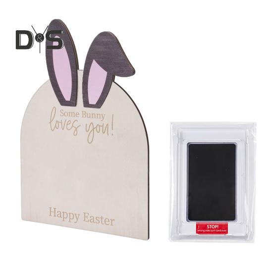 

Дитячий відбиток ноги Великодній знак DIY Відбиток ноги малюка Дерев яний знак З Великоднем з подушечкою з чорнилом Дошка для пам ятних речей про етапи розвитку малюка для Великоднього декору Малюк коричневий