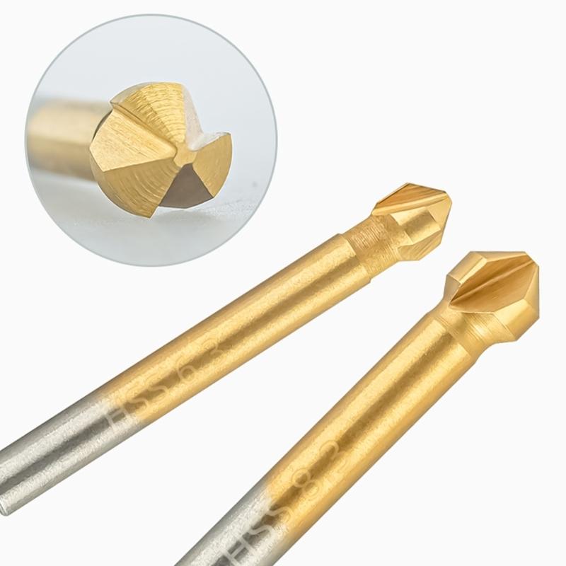 6/7Pcs Countersink Drill Bit, 3 Edge 90 Degrees Chamfer End Mill Cutter Chamfering HSS Countersink Drill Bit Tool