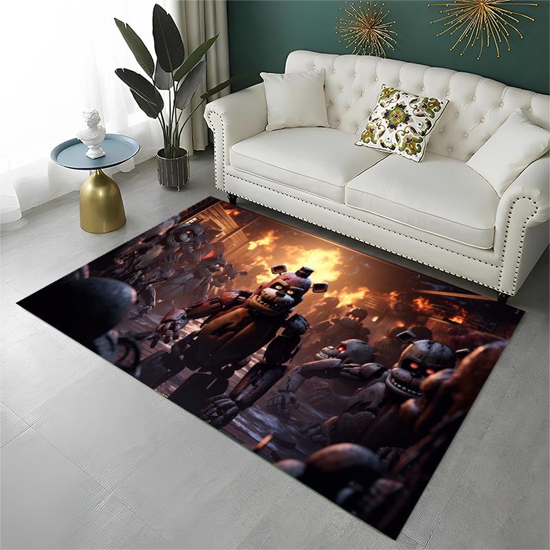 Klassischer F-FNAF Horror Spiel Freddy Teppich Teppich für Spielzimmer Schlafzimmer Wohnzimmer Sofa Heimdekoration, Kinderteppich Rutschfeste Fußmatte