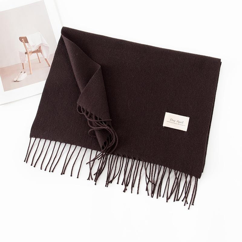 Cashmere feel solid color scarf women's imitation cashmere autumn and winter atmosphere versatile medium and long shawl scarf