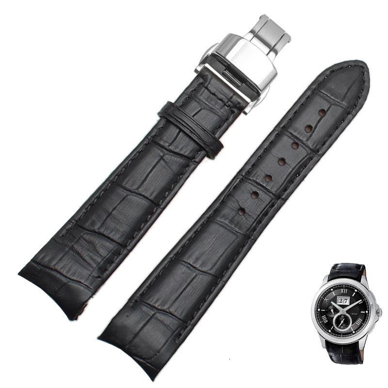 Curved End Men's Watchband for Citizen BL9002-37 05A BT0001-12E 01A Watchstrap Genuine Leather with Butterfly Buckle 20 21 22mm