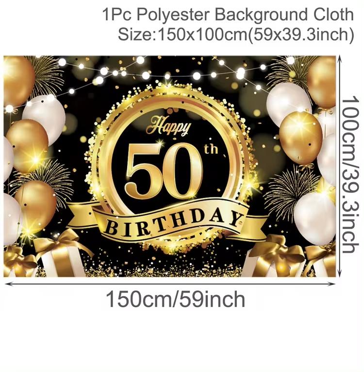 50th Black Gold Birthday Disposable Tableware Paper Plate Towels 50 Birthday Party Decoration 50th Birthday Birthday Anniversary