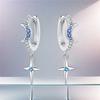 925 Silver Blue Star Moon Drop Earrings Women Earrings Charm Fashion Versatile Party Jewelry Gifts