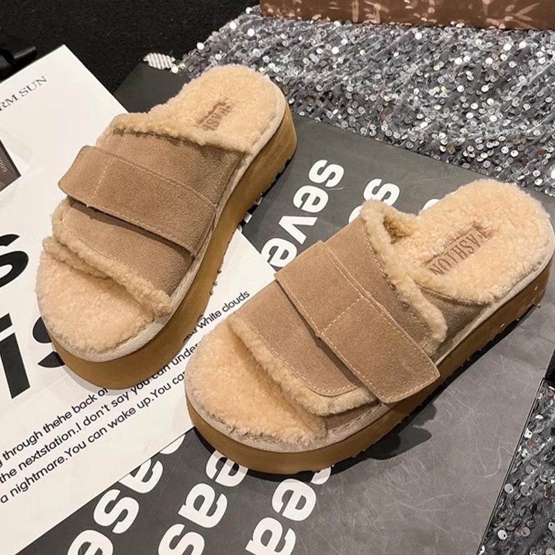 Platform Women Cooton Slippers Flats Fur Winter Cozy Shoes Dress Woman Boots 2025 Casual Short Plush Zapatos De Mujer